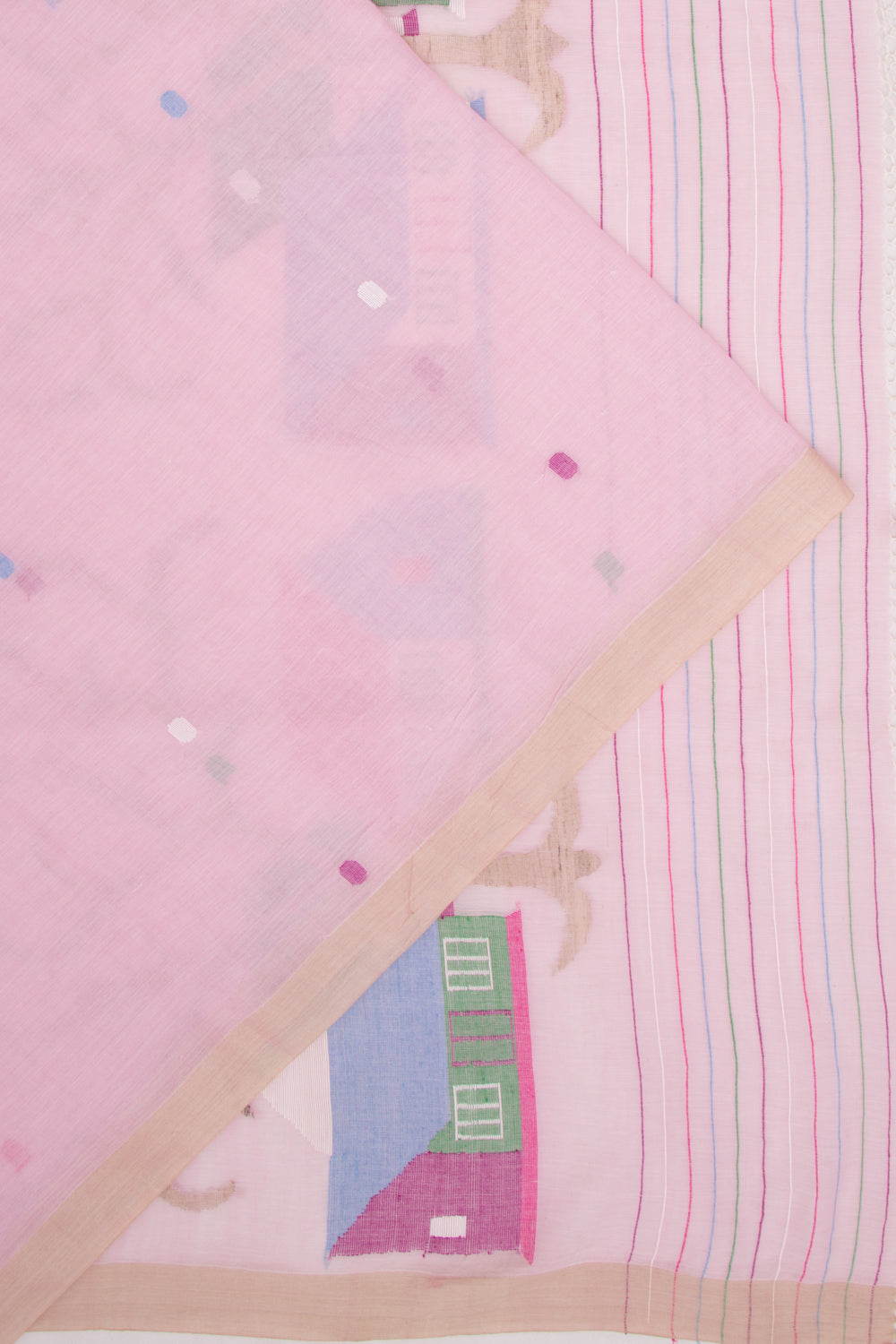 Phulia Cotton Butta Baby Pink Saree