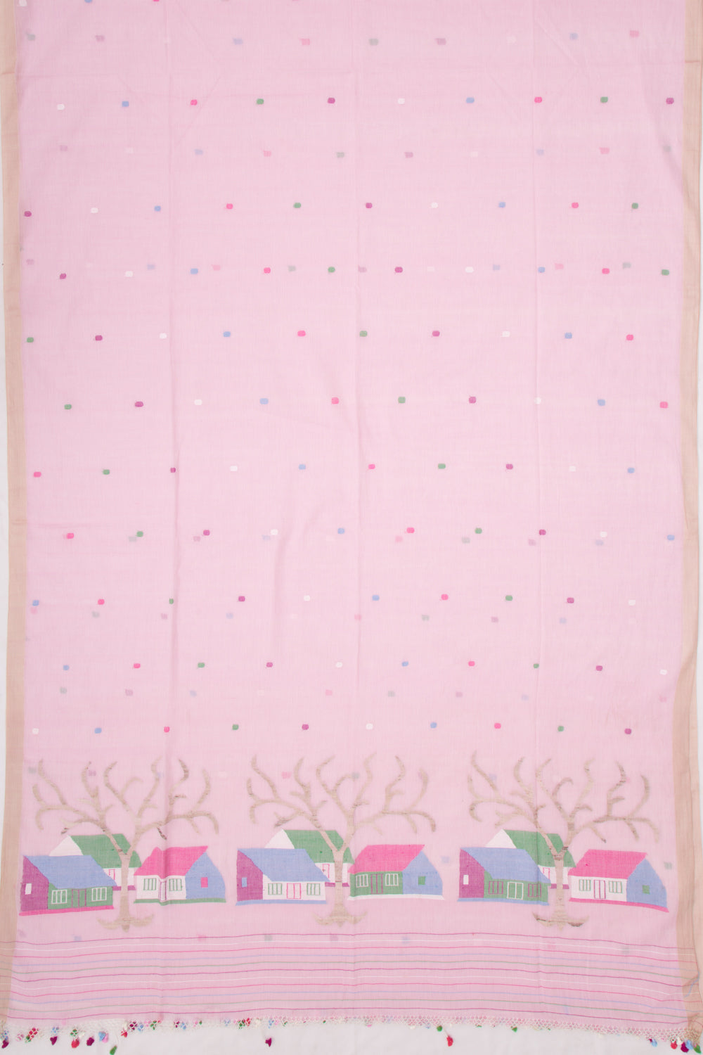 Phulia Cotton Butta Baby Pink Saree