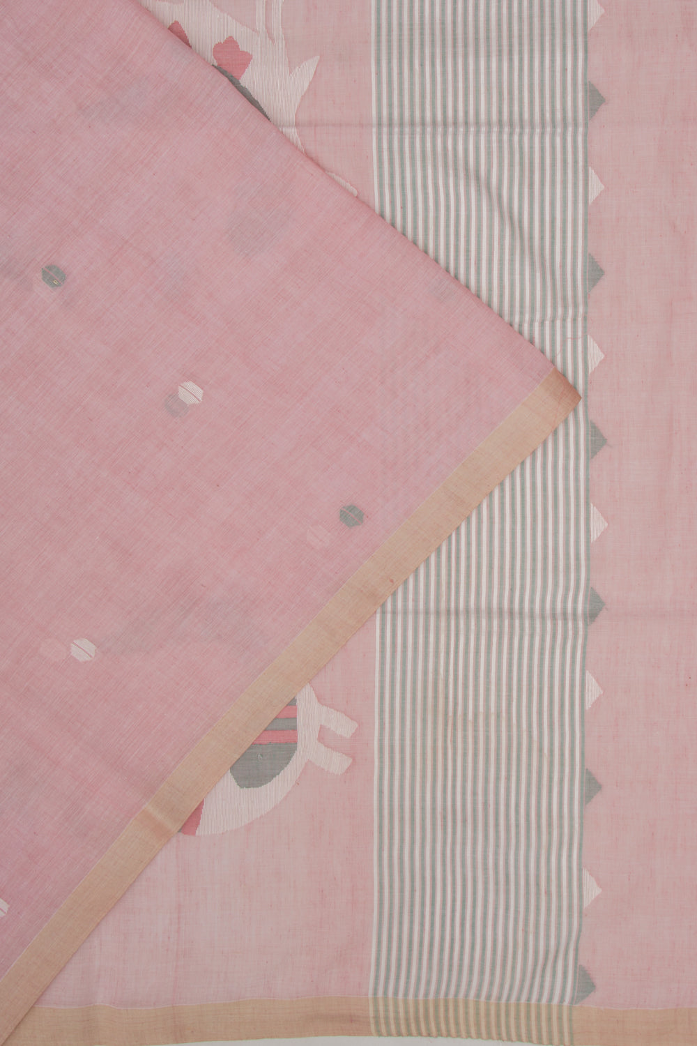 Phulia Cotton Butta Pastel Pink Saree