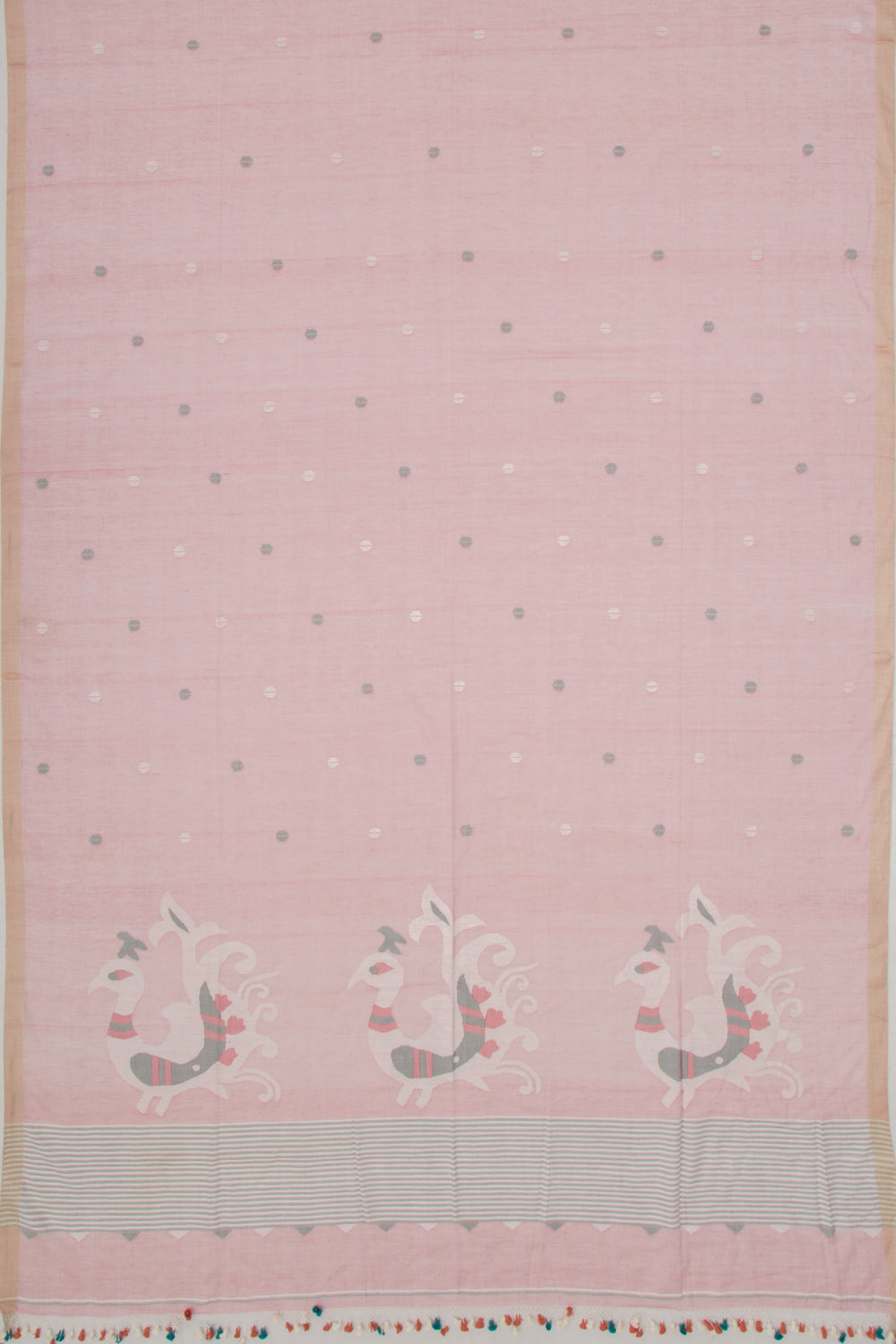 Phulia Cotton Butta Pastel Pink Saree