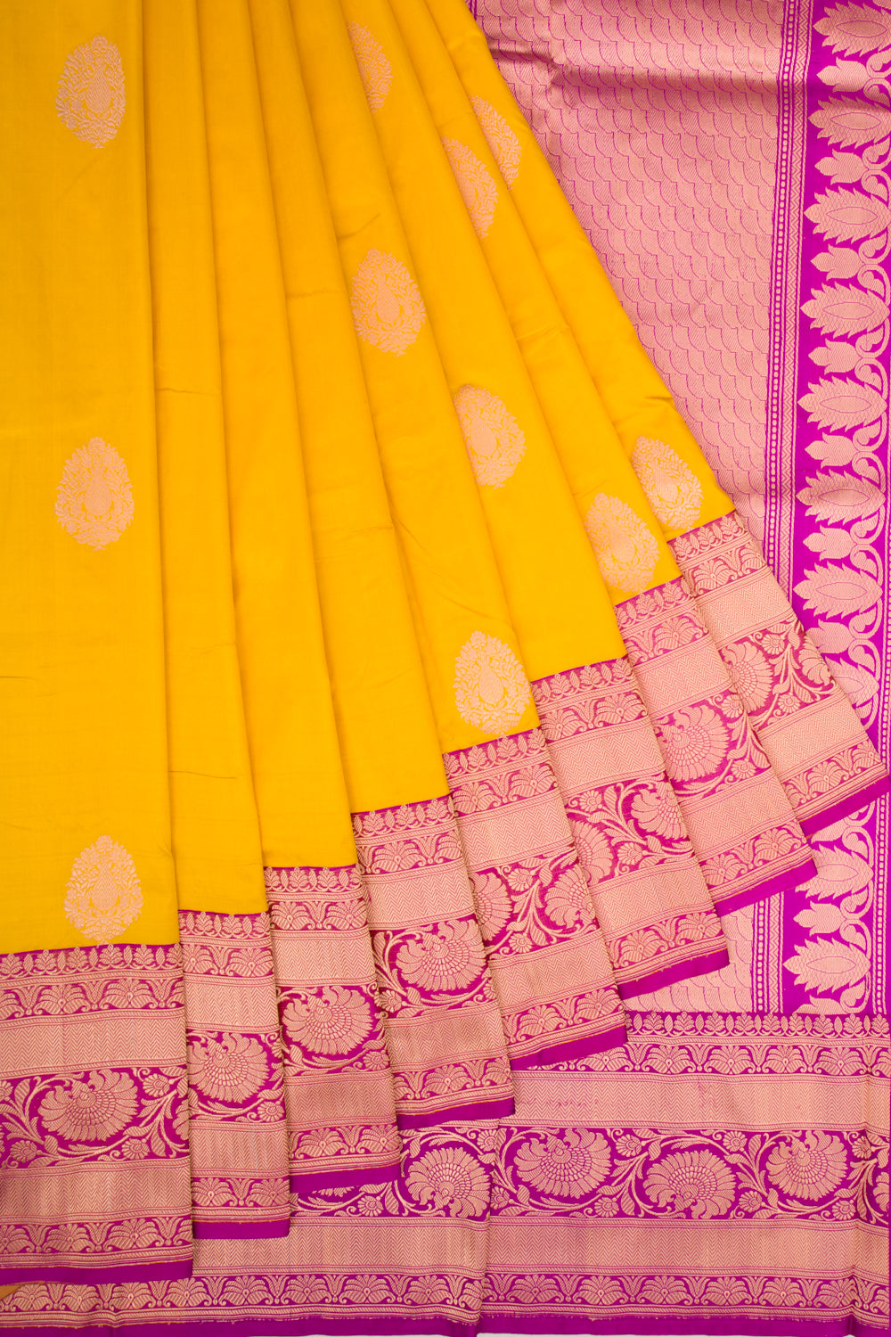 Banarasi Katan Silk Butta Yellow Saree