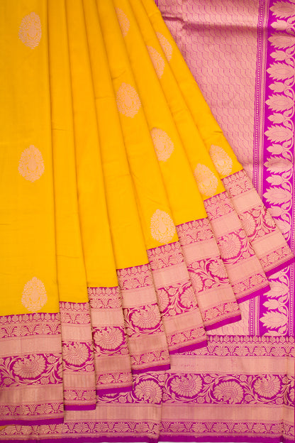 Banarasi Katan Silk Butta Yellow Saree