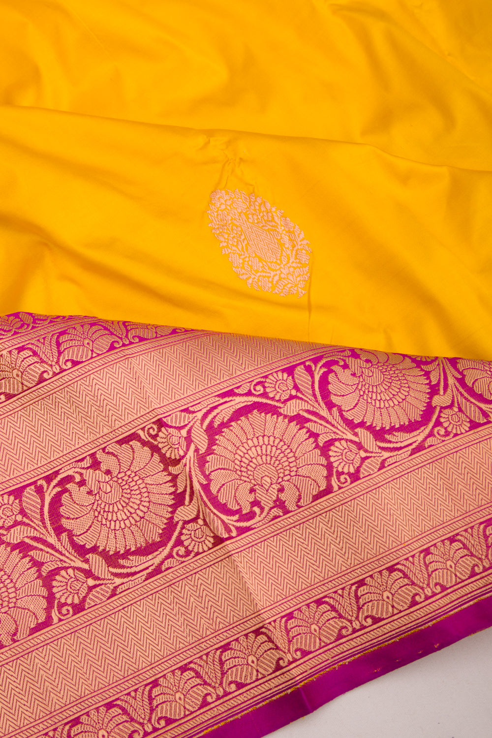 Banarasi Katan Silk Butta Yellow Saree