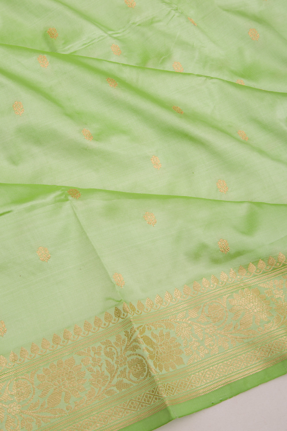 Banarasi Katan Silk Butta Pastel Green Saree