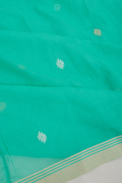 Phulia Cotton Butta Sea Green Saree