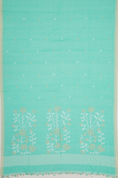 Phulia Cotton Butta Sea Green Saree