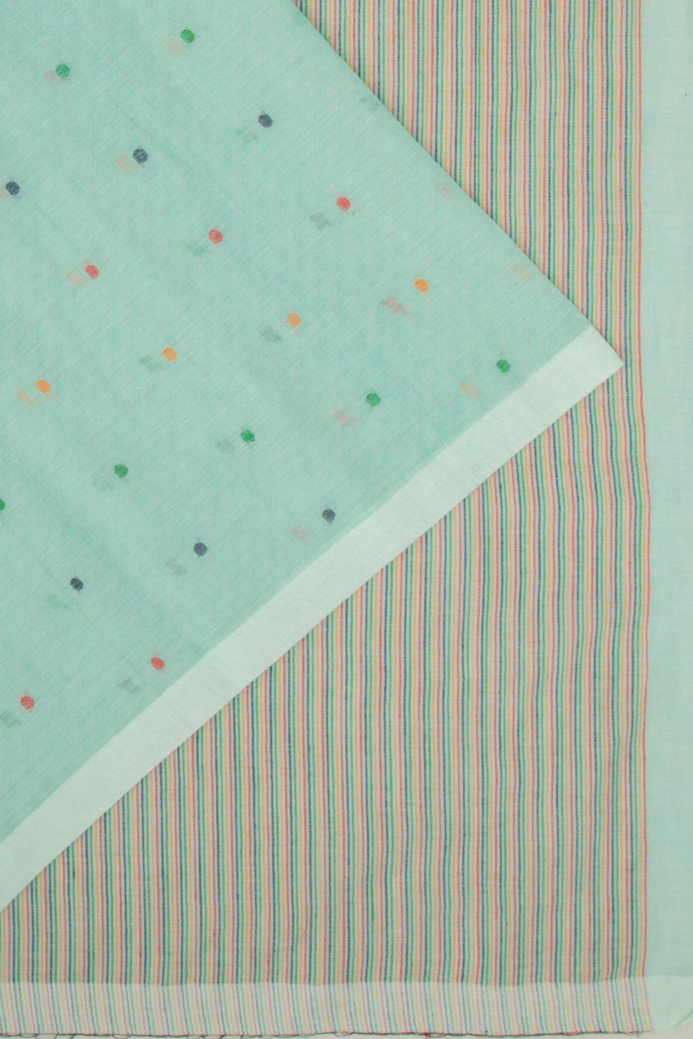 Phulia Cotton Butta Sea Green Saree