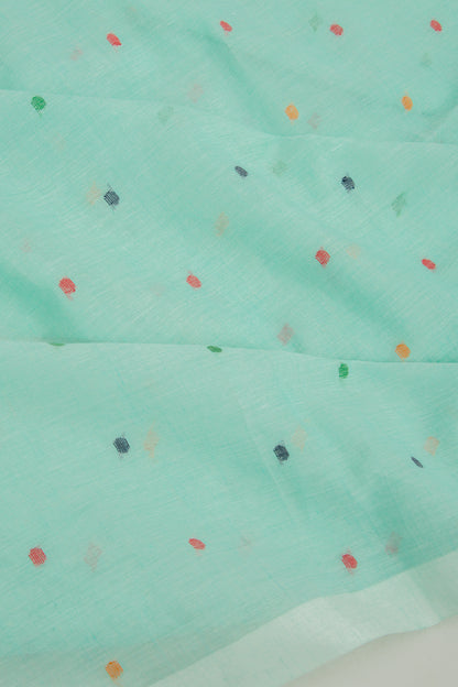 Phulia Cotton Butta Sea Green Saree