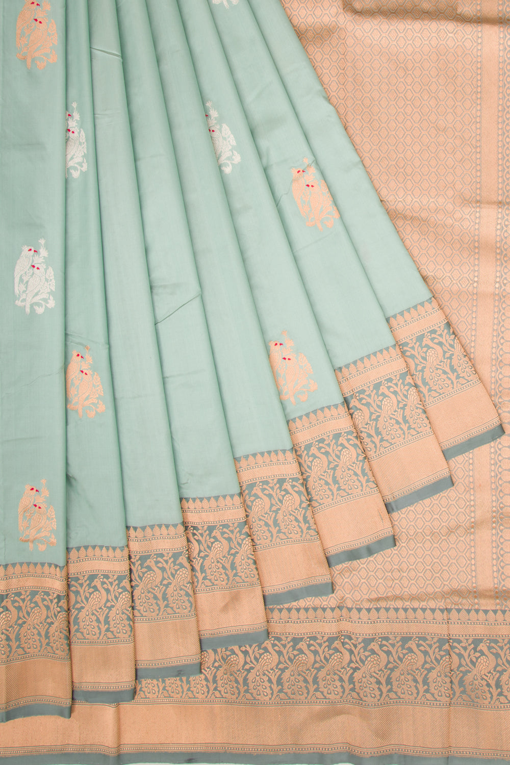 Banarasi Katan Silk Butta Pastel Blue Saree