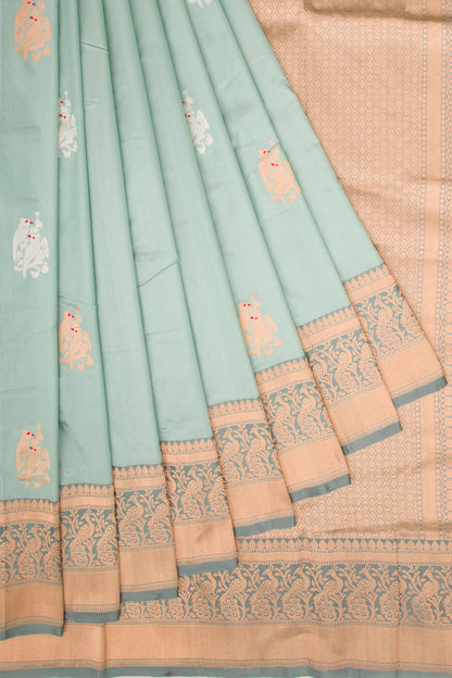 Banarasi Katan Silk Butta Pastel Blue Saree