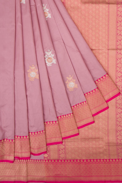 Banarasi Katan Silk Butta Lilac Saree