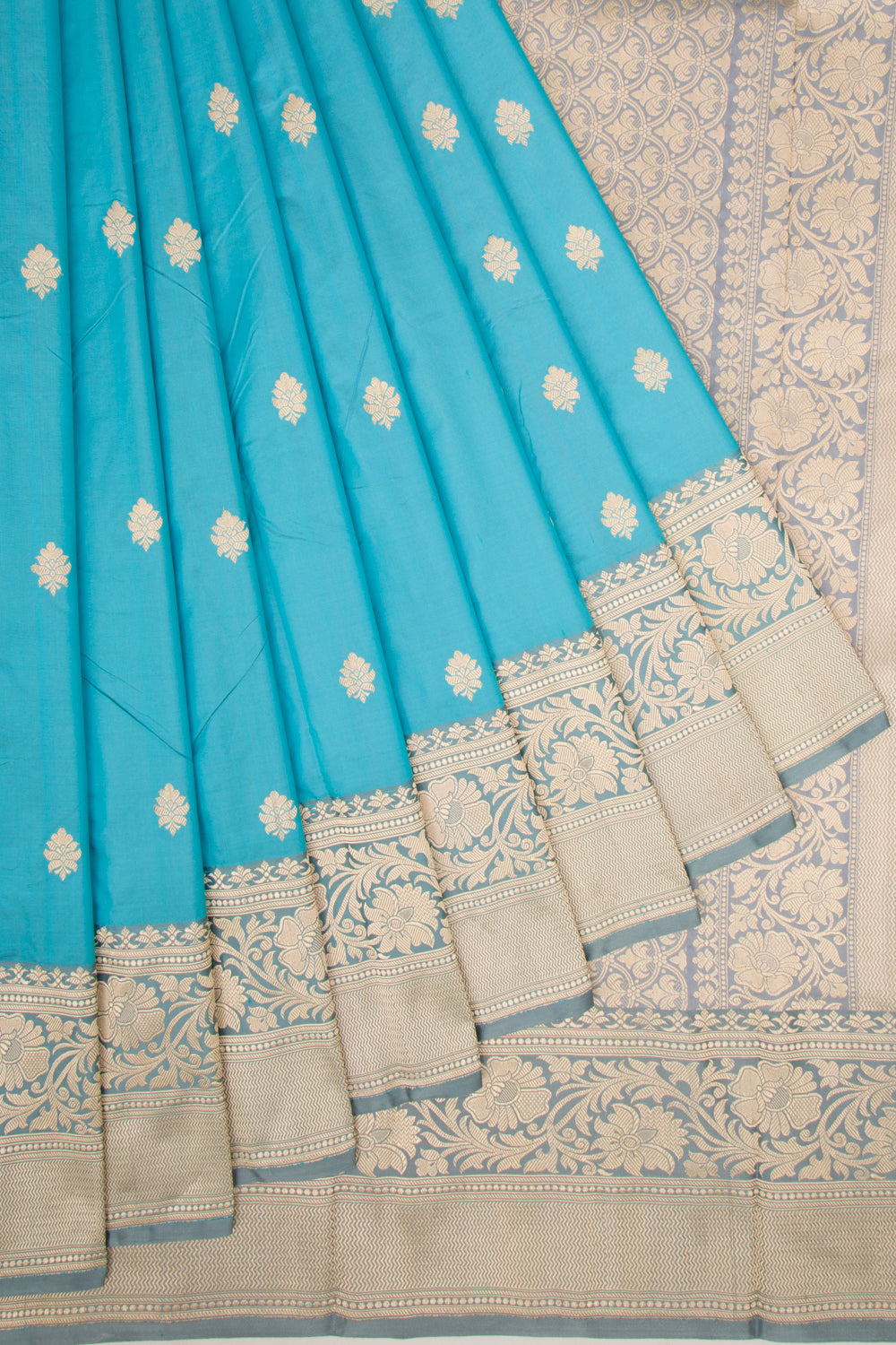 Banarasi Katan Silk Butta Sky Blue Saree