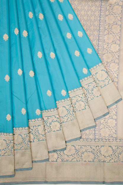 Banarasi Katan Silk Butta Sky Blue Saree