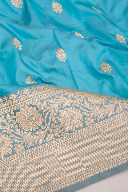 Banarasi Katan Silk Butta Sky Blue Saree