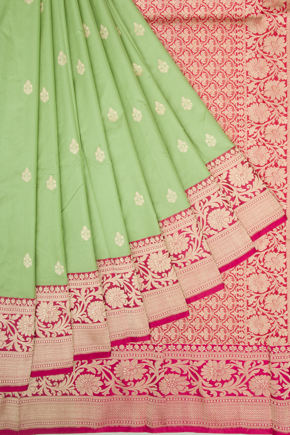 Banarasi Katan Silk Butta Pastel Green Saree