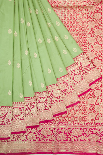 Banarasi Katan Silk Butta Pastel Green Saree