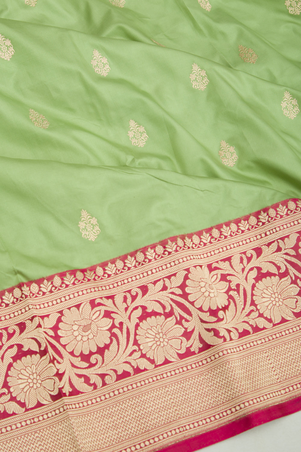 Banarasi Katan Silk Butta Pastel Green Saree