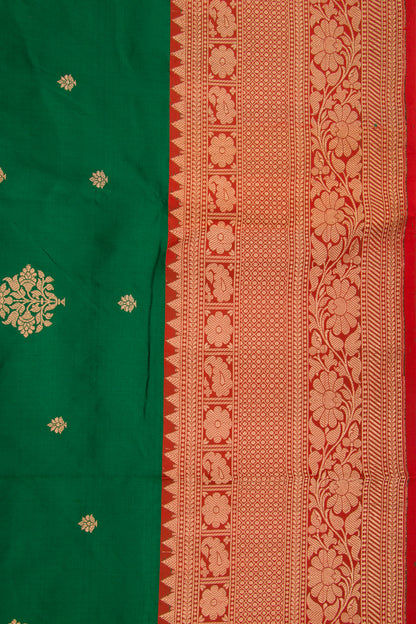 Banarasi Katan Silk Butta Bottle Green Saree