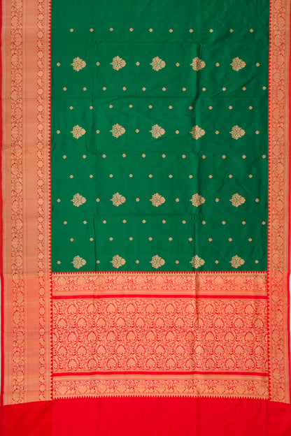 Banarasi Katan Silk Butta Bottle Green Saree