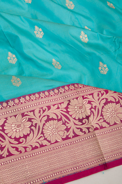 Banarasi Katan Silk Butta Sky Blue Saree