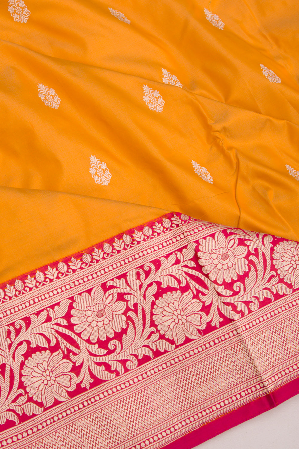 Banarasi Katan Silk Butta Mustard Yellow Saree