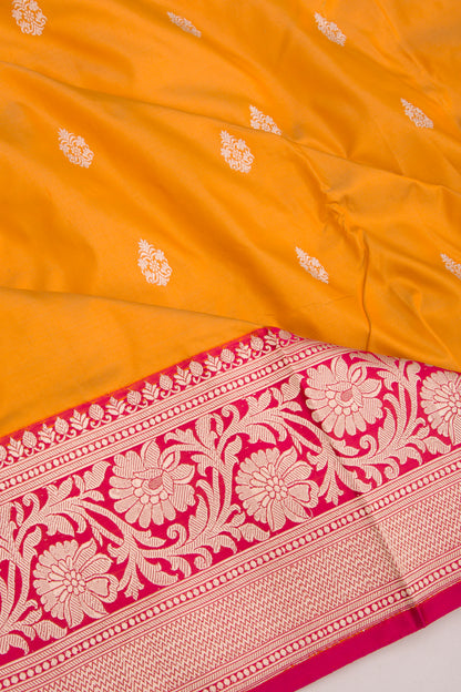 Banarasi Katan Silk Butta Mustard Yellow Saree