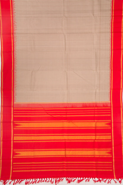 Kanchipuram Silk Checks Brown Saree