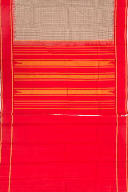 Kanchipuram Silk Checks Brown Saree
