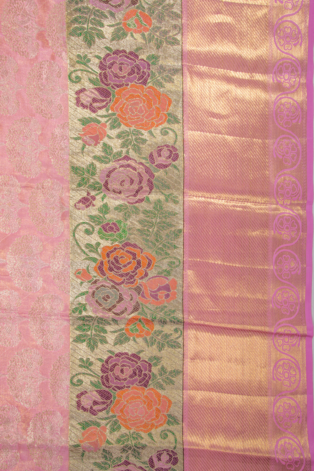 Kanchipuram Silk Tissue Brocade Pastel Pink Saree