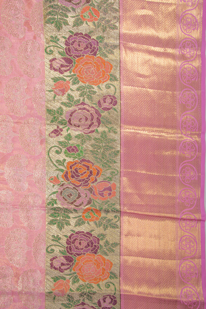Kanchipuram Silk Tissue Brocade Pastel Pink Saree