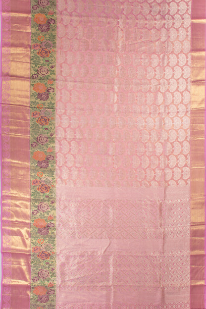 Kanchipuram Silk Tissue Brocade Pastel Pink Saree