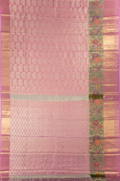 Kanchipuram Silk Tissue Brocade Pastel Pink Saree