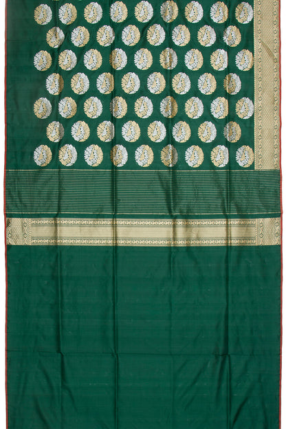 Banarasi Silk Kadwa Butta Bottle Green Saree