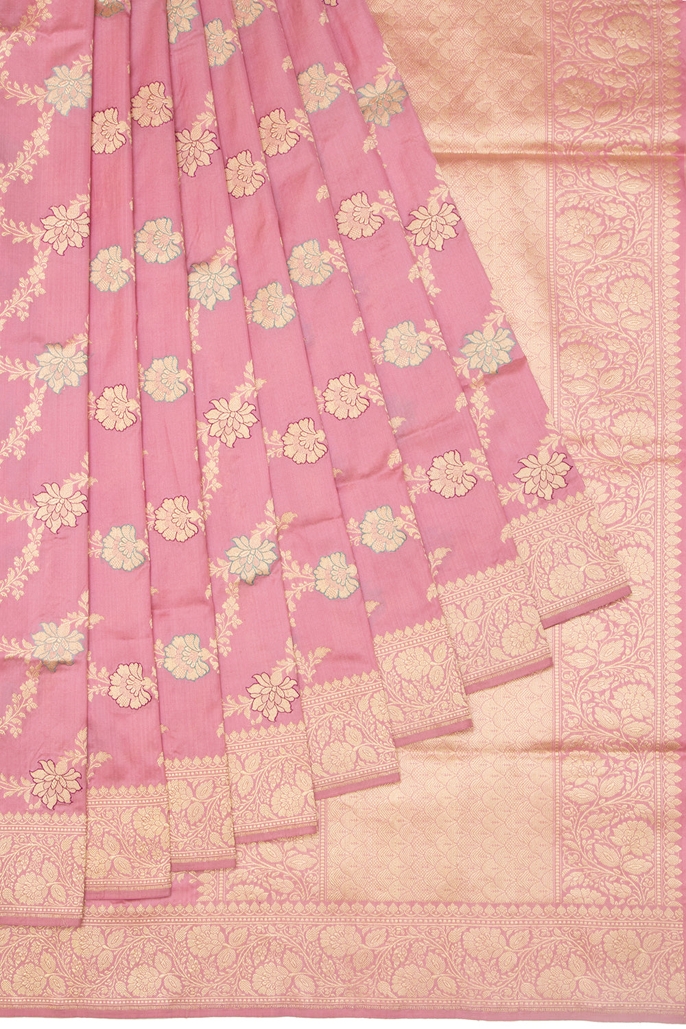Banarasi Silk Kadwa Jaal Pink Saree