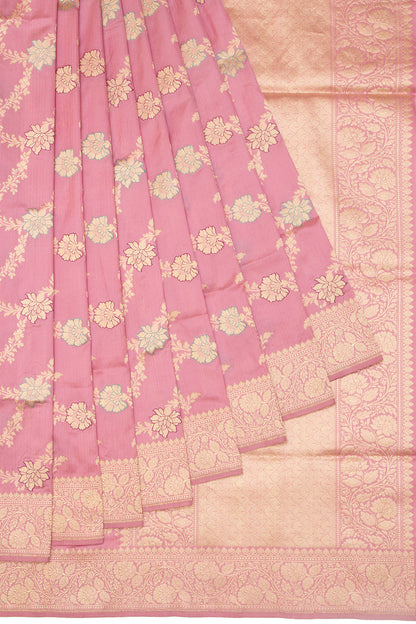 Banarasi Silk Kadwa Jaal Pink Saree