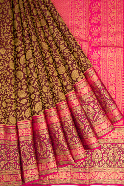 Taranga Kanchi Silk Jaal Brown Saree