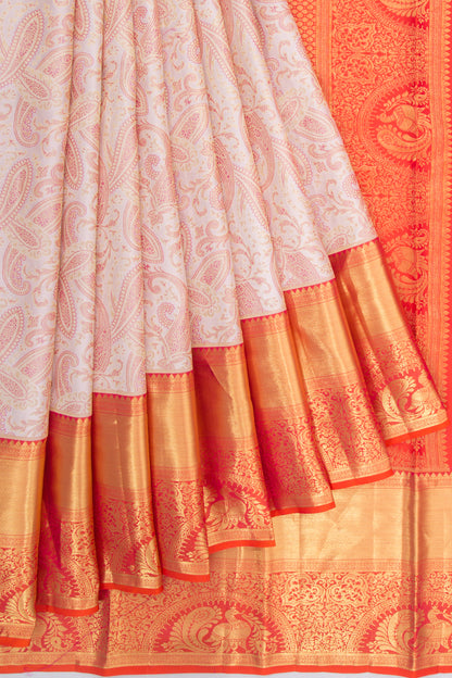 Kanchipuram Silk Brocade Off-White Saree
