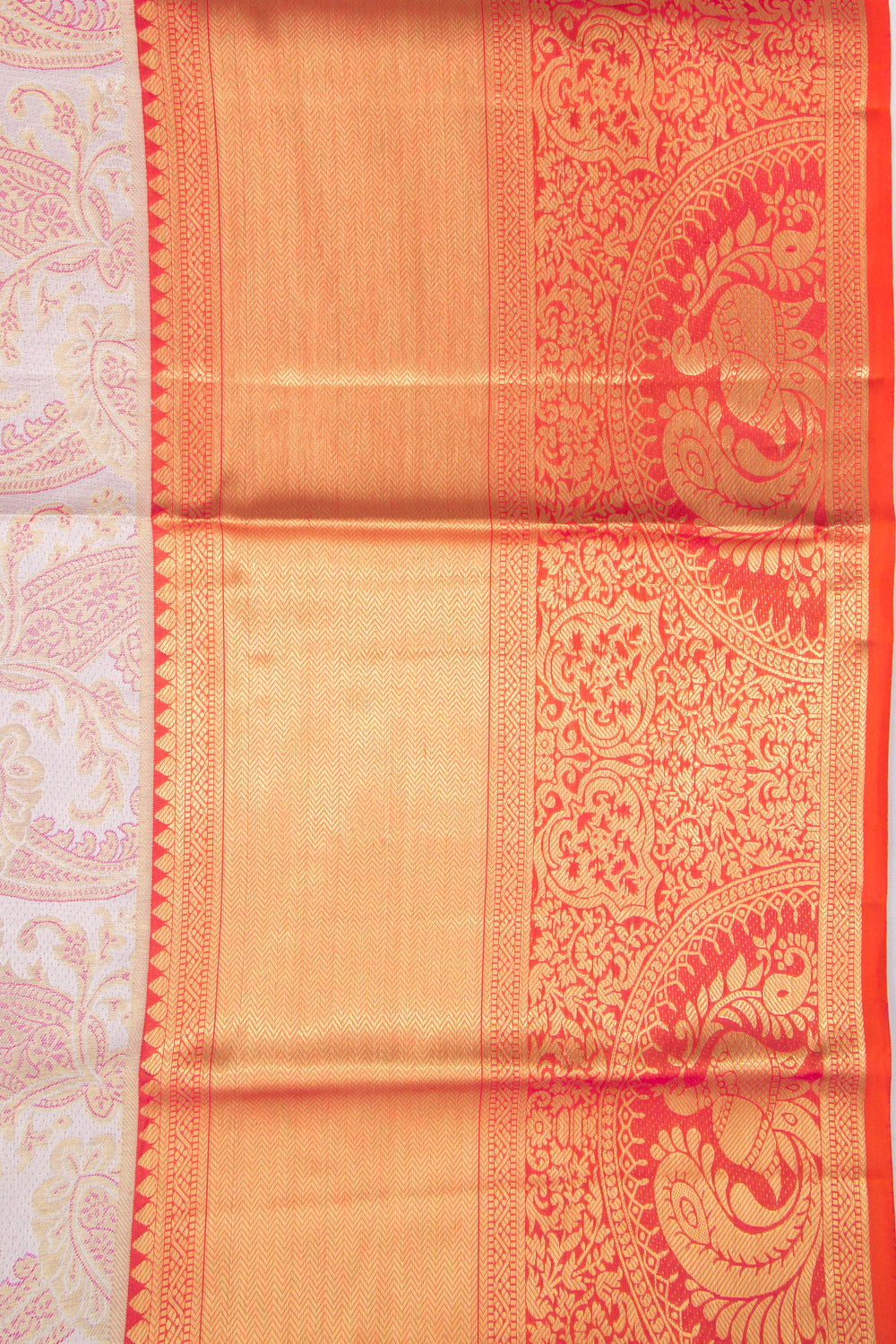 Kanchipuram Silk Brocade Off-White Saree