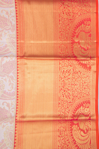 Kanchipuram Silk Brocade Off-White Saree