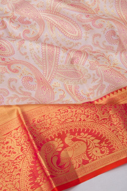 Kanchipuram Silk Brocade Off-White Saree