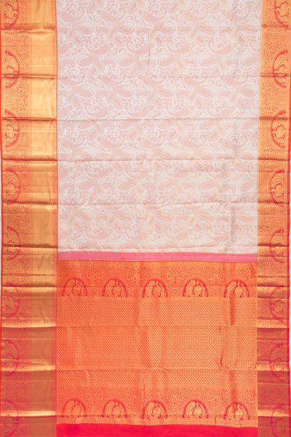 Kanchipuram Silk Brocade Off-White Saree