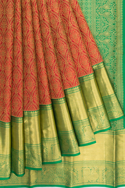 Kanchipuram Silk Brocade Red Saree