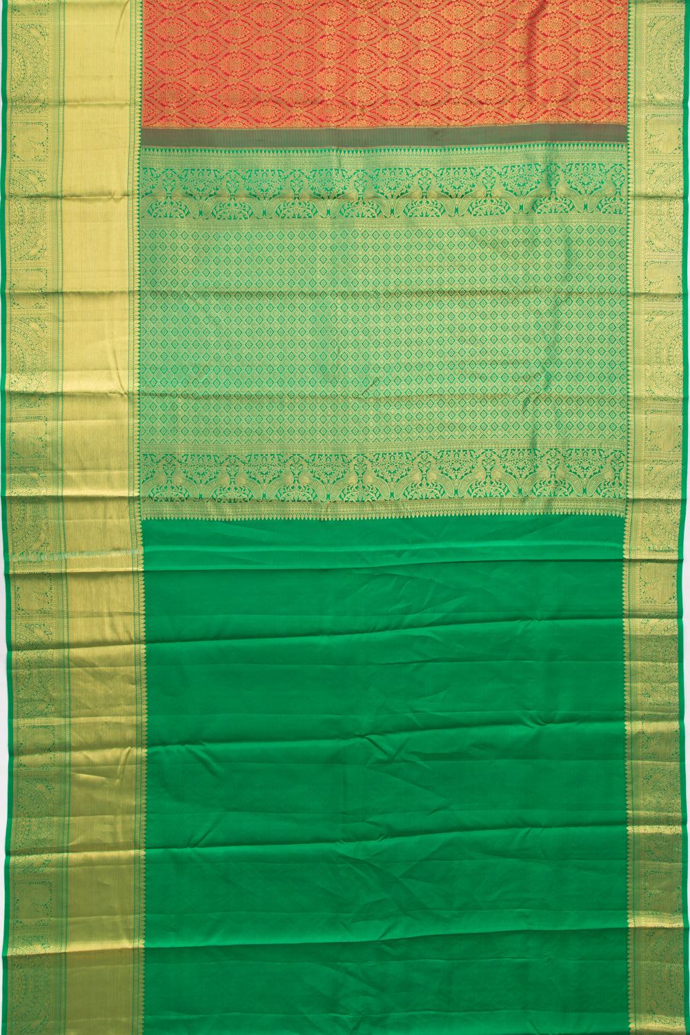 Taranga Kanchi Silk Brocade Red Saree