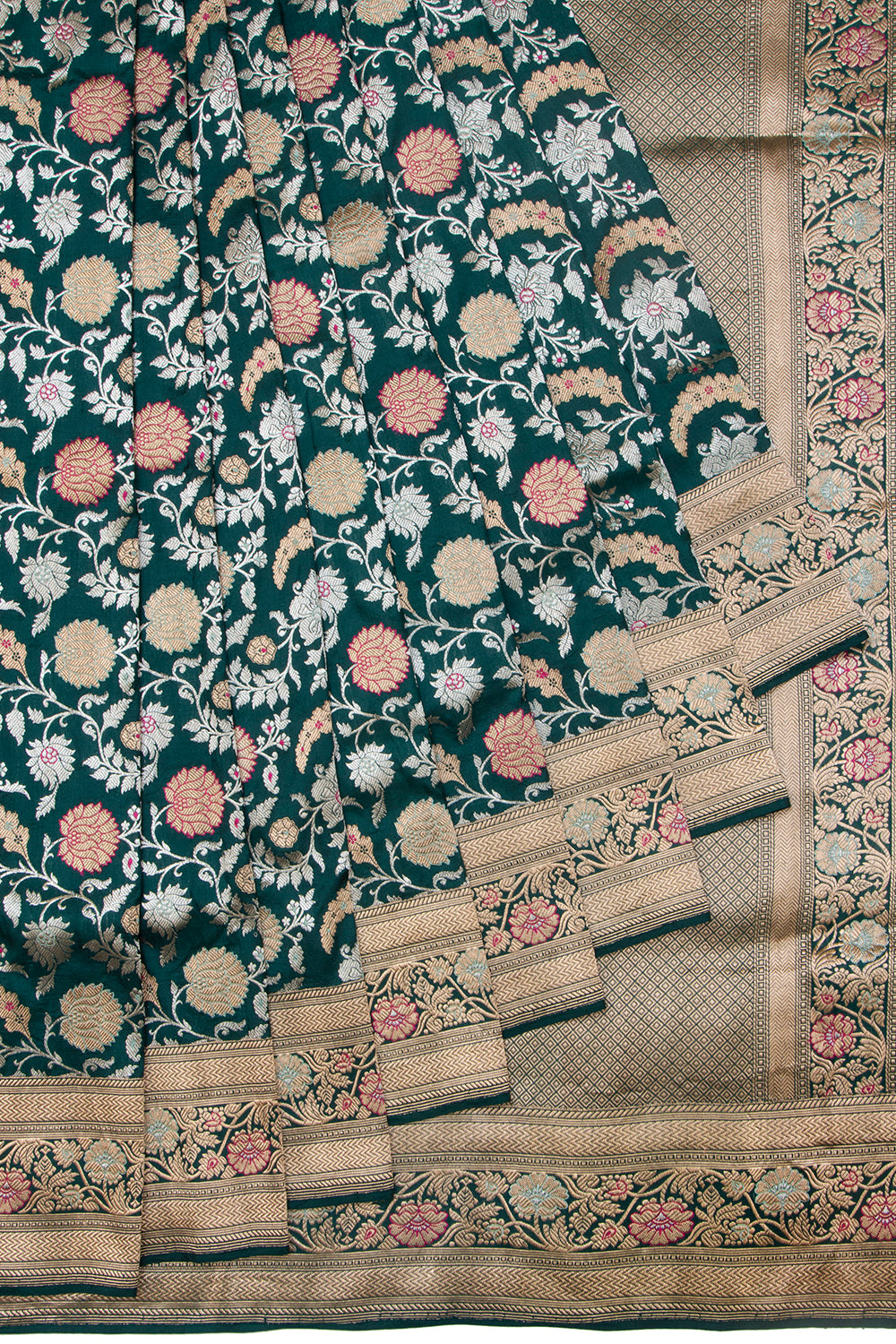 Banarasi Silk Kadwa Jaal Green Saree