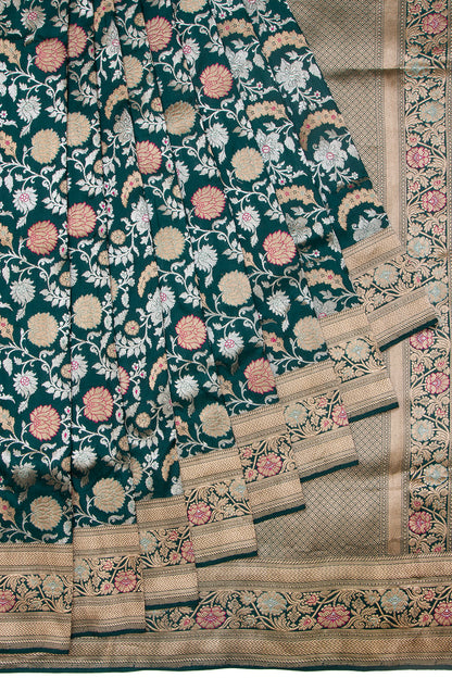 Banarasi Silk Kadwa Jaal Green Saree