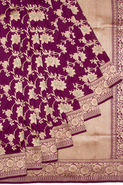 Banarasi Silk Kadwa Jaal Purple Saree
