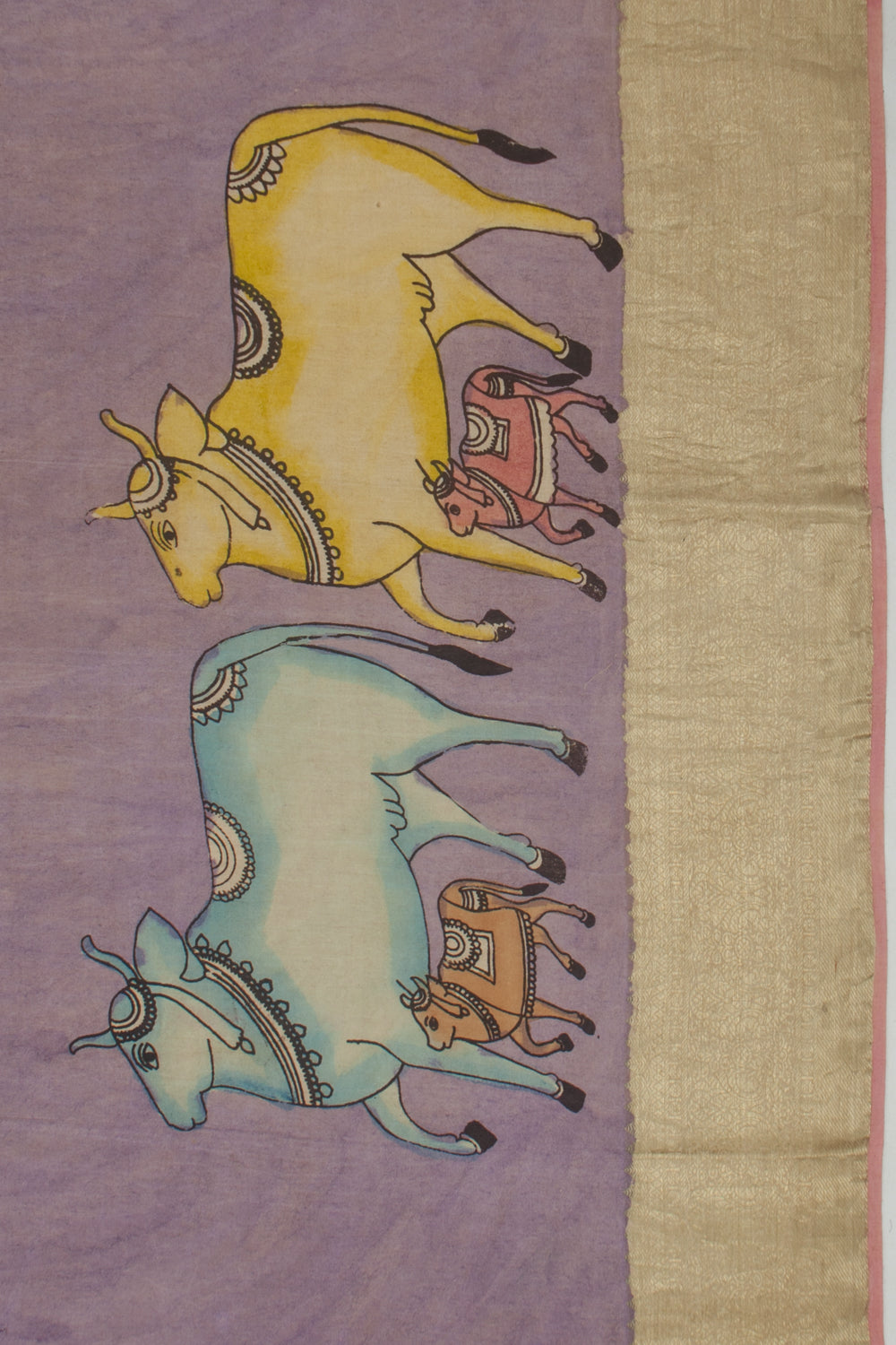 Kanchipuram Silk Kalamkari Lilac Saree