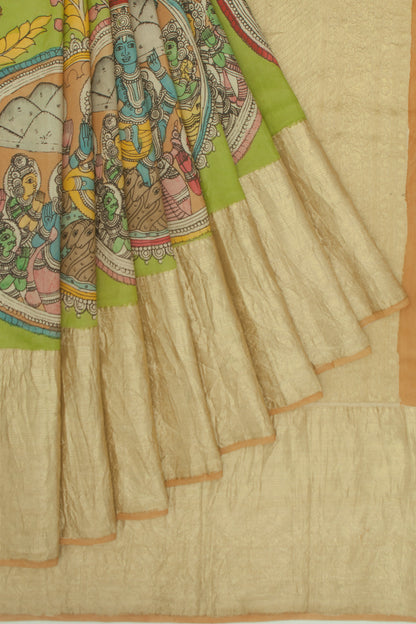Kanchipuram Silk Kalamkari Green Saree