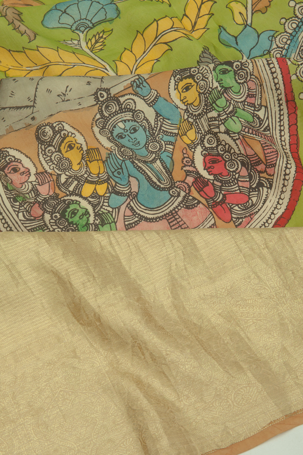 Kanchipuram Silk Kalamkari Green Saree