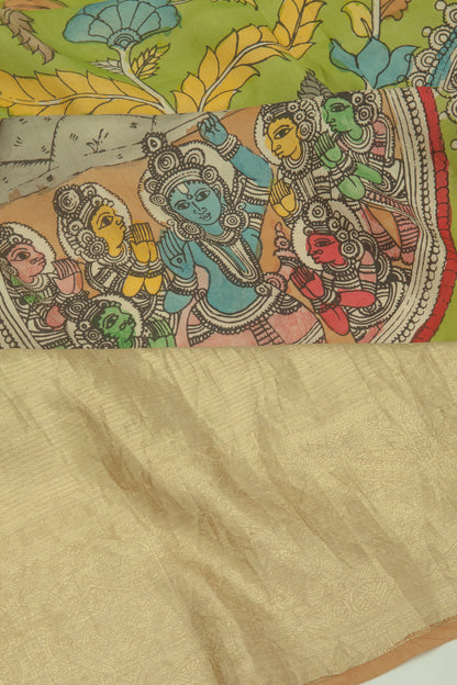 Kanchipuram Silk Kalamkari Green Saree